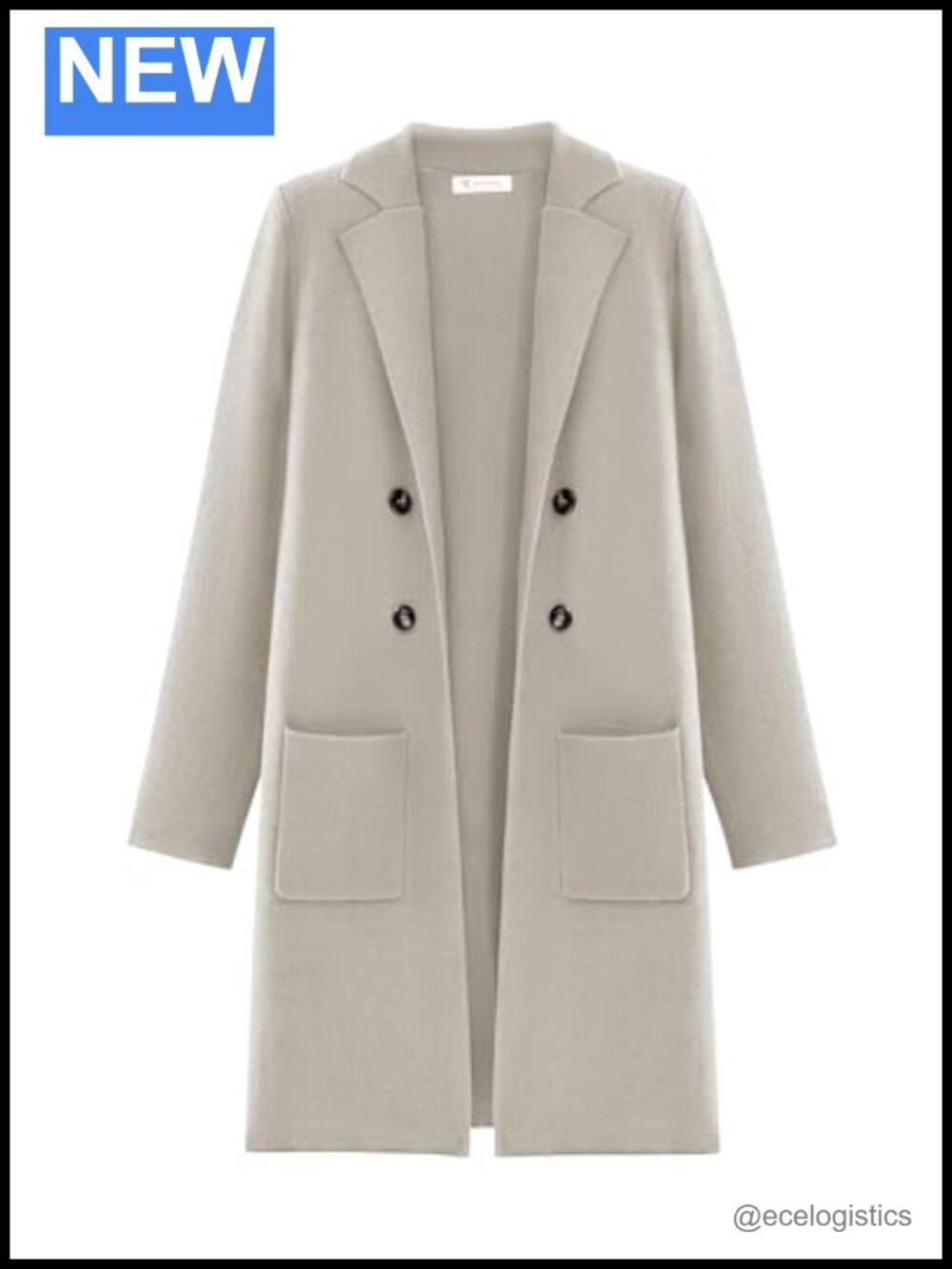 Long Sleeve Cardigan Sweater with Pockets Notch Collar Business Casual